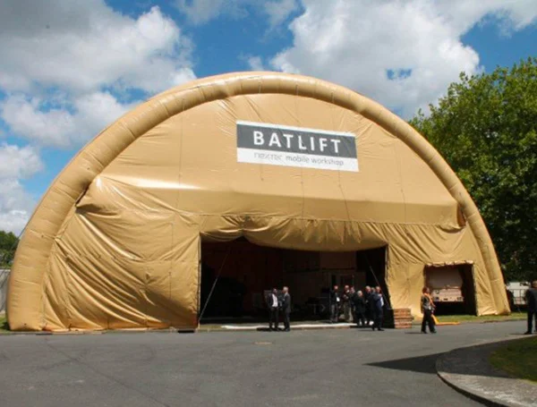 Conception et instalaltion de structure gonflables acoustique , protection poussière et hangar gonfalble pour chantier de tunnel